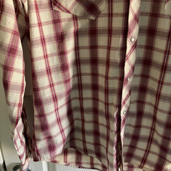Wrangler Wrancher Shirt Men’s Large Pearl Snap Long Sleeve Maroon Western Wear. - Picture 4 of 12